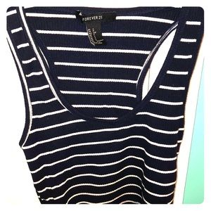 Forever 21Navy and white striped cropped Tank